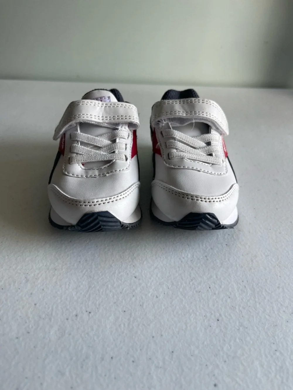 Reebok Toddler Shoes Size 5 White Red Navy Hook & Loop Sneakers